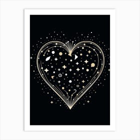 Celestial Heart Black Background 2 Art Print