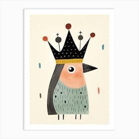 Little Raven 3 Wearing A Crown Art Print