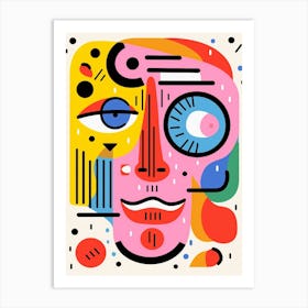 Geometric Pop Art Face 4 Art Print