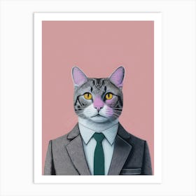 Cat In A Suit Art Print