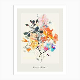 Peacock Flower 1 Collage Flower Bouquet Poster Art Print