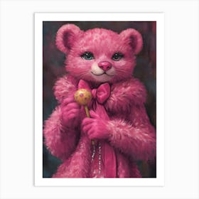 Pink Teddy Bear Art Print