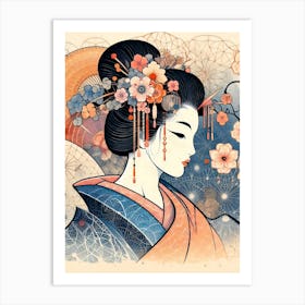 Japan Traditional Geisha Illustration By Ad 146 Art Print