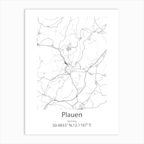 Plauen,Germany Minimalist Map Art Print