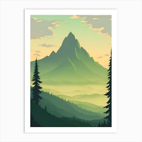 Misty Mountains Vertical Composition In Green Tone 150 Art Print