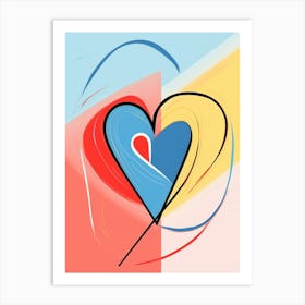 Heart Abstract Lines Primary Colours Art Print