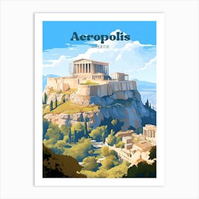 Acropolis Greece Temple Modern Travel Illustration Art Print