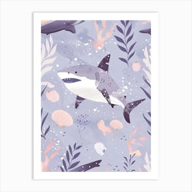 Purple Isistius Genus Shark Illustration 2 Art Print