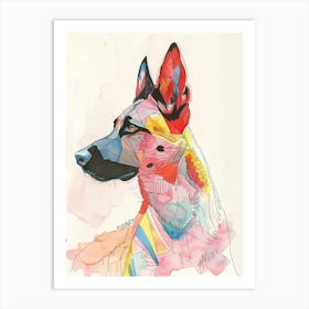 Beauceron Dog Watercolour Geometric Line Drawing Art Print