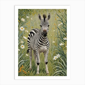 Zebra In The Meadow Art Print