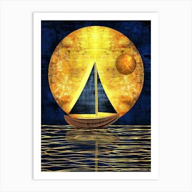 Sailboat In The Moonlight Art Print