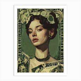 Woman With Money On Her Head Art Print