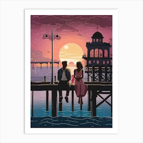 Sunset At The Pier Art Print