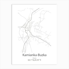 Kamianka Buzka,Ukraine Minimalist Map Art Print