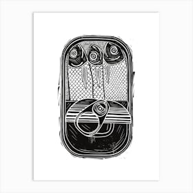 Tin Of Sardines Linocut Art Print