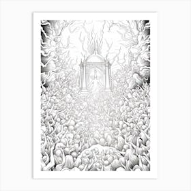 Line Art Inspired By The Last Judgment 4 Art Print