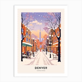 Vintage Winter Travel Poster Denver Colorado 2 Art Print