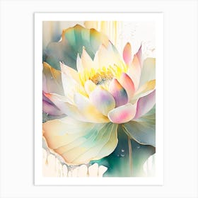 Lotus Flower Pattern Storybook Watercolour 1 Art Print