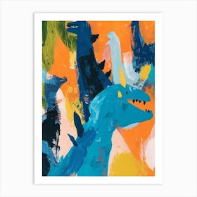 Abstract Group Of Dinosaurs Painting 2 Art Print