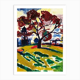 Red Tree In A Field Art Print