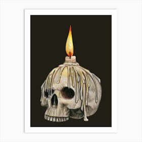 Gothic Skull Candle - Vintage Decor Art Print