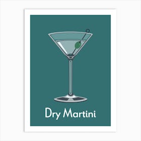 Dry Martini Teal Art Print