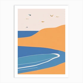 Camber Sands East Sussex Midcentury Art Print