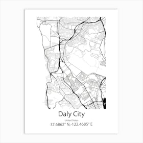 Daly City,United States Minimalist Map Art Print