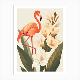 Chilean Flamingo Canna Lily Minimalist Illustration 4 Art Print