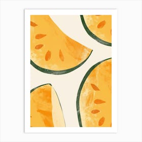 Cantaloupe Close Up Illustration 3 Art Print