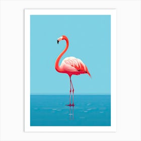 Clean Flamingo Lines Art Print