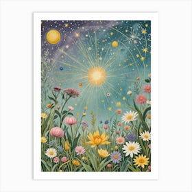 Floral Magic Night Art Print