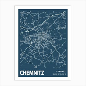 Chemnitz Blueprint City Map 1 Art Print