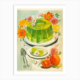 Retro Bright Green Jelly Vintage Cookbook Inspired 3 Art Print