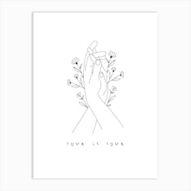 LOVE IS LOVE | BLACK AND WHITE MINIMALIST PRINT | Art Print