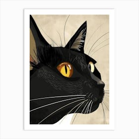 Black Cat With Yellow Eyes 9 Art Print