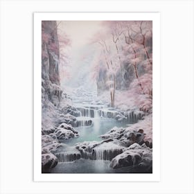 Dreamy Winter Painting Plitvice Lakes National Park Croatia 2 Art Print