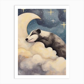 Sleeping Baby Badger Art Print