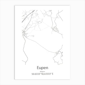 Eupen,Belgium Minimalist Map Art Print