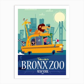 Bronx Zoo Nyc Poster Green & Blue Art Print