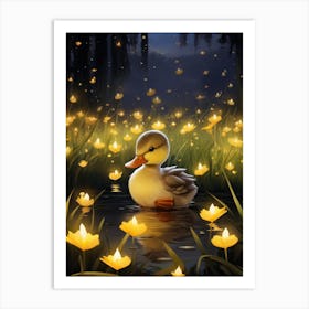 Animated Duckling At Night 5 Art Print