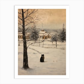 Vintage Winter Animal Painting Vole 2 Art Print