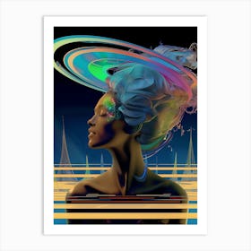Psychedelic Girl, trippy, portrait, woman, artwork print, "Free Vibes" Art Print
