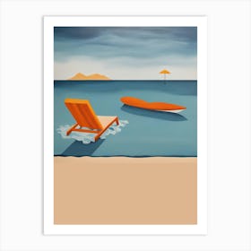 Orange Beach Chair Art Print