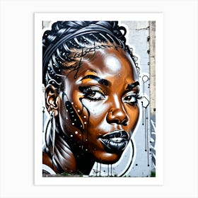 Graffiti Mural Of Beautiful Black Woman 375 Art Print