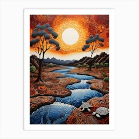 Default Australian Aboriginal Dot Painting Style Art Landscape 0 (1) Art Print