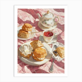 Pink Breakfast Food Scones 2 Art Print