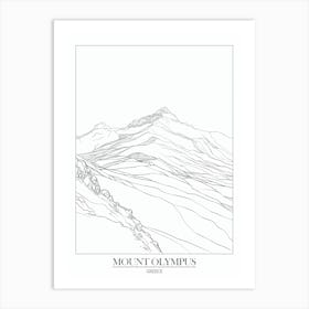 Mount Olympus Greece Line Drawing 7 Poster Art Print