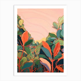 Boho Plant Painting Rubber Tree Ficus 2 Art Print