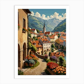 Village In Switzerland Art Print